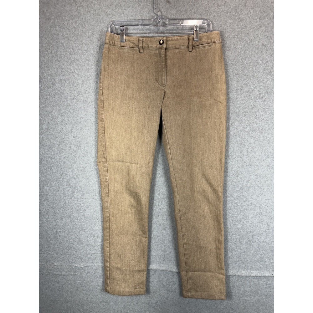 Elliott Lauren Pants Womens 4 Brown Slim Straight Stretch Cotton Casual Made USA
